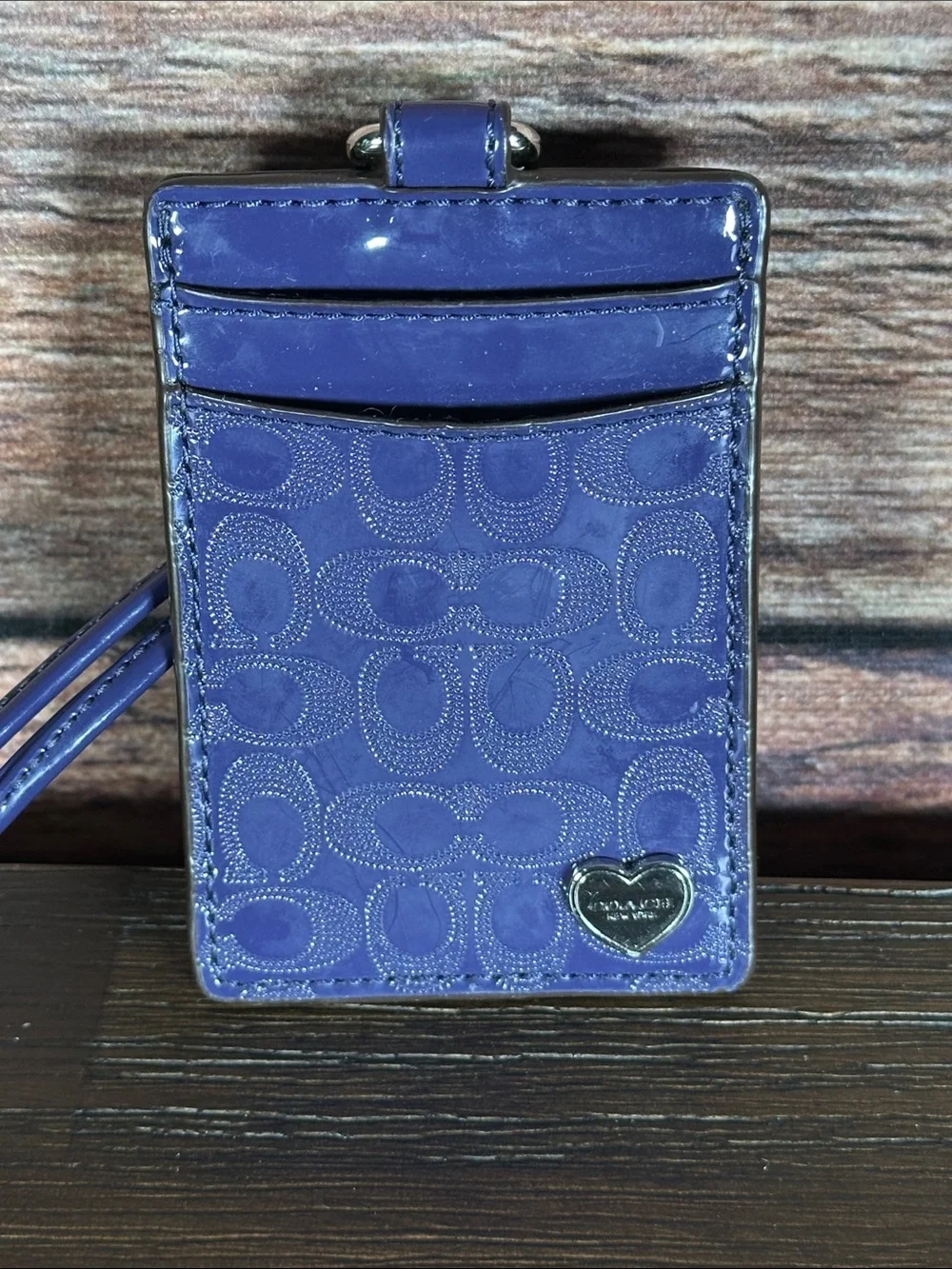 Coach Purple Signature Lanyard Card Holder
